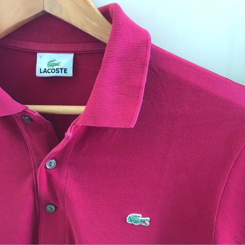Maroon Lacoste polo tee (S) - Picture 1 of 6